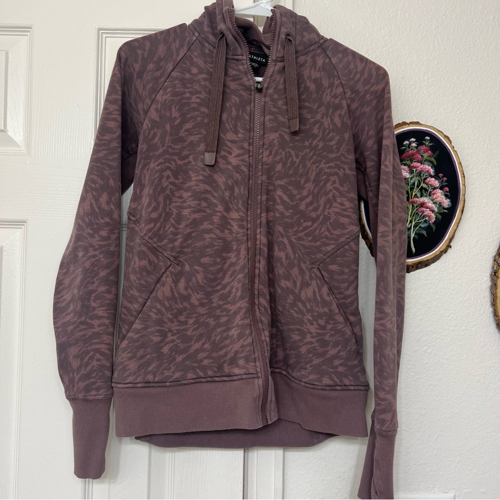 Athleta Purple Zebra Pattern Jacket Gray Active W… - image 1